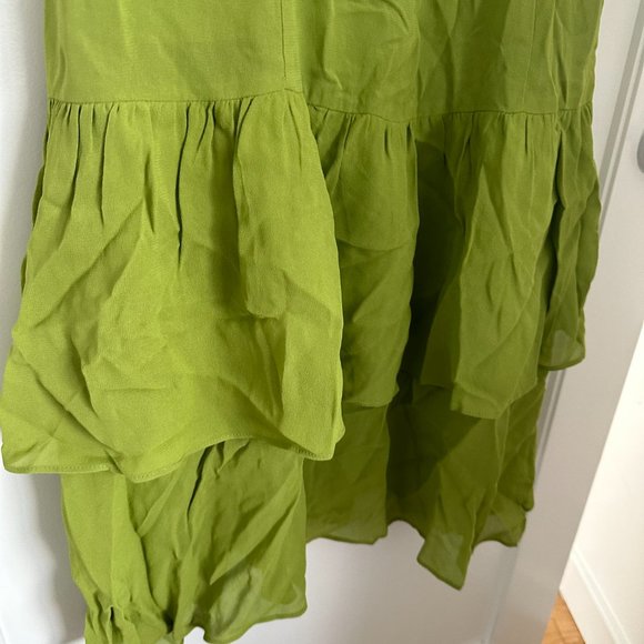 ❌SOLD❌NWT Reformation Fallon Mermaid Tiered Maxi Dress Sz 2 Avocado Ruffle Tie - Picture 7 of 10